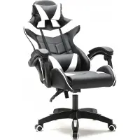 Vdd - Chaise de jeu - Gaming - Chaise de bureau - Avec coussin de nuque et coussin de dossier réglable - Chaise de jeu en silicone - Chaise pivotante - Noir/gris