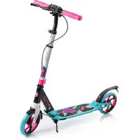Meteor Kickscooter avec béquille, trottinette réglable en hauteur, trottinette pliable, trottinette de ville jusqu'à 100kg, trottinette avec amortisseur avant et arrière, City Rio
