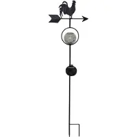 Star Trading Fiche solaire de jardin LED Coq avec flèche indiquant la direction du vent - 1 LED blanc chaud - H : 81cm - capteur de lumière
