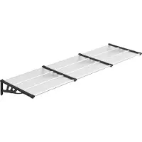 vidaXL Auvent de porte noir et transparent 297,5x90 cm Polycarbonate