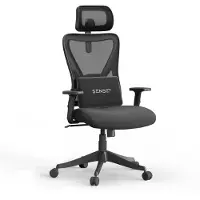 Sense7 Tone : chaise de bureau ergonomique, chaise de travail, chaise de bureau pivotante, réglable en hauteur, avec appui-tête et accoudoirs, jusqu'à 130 kg, en maille noire