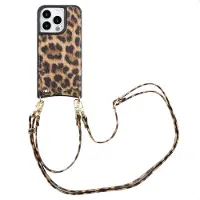 Selencia Coque de télephone Nova avec cordon et porte-cartes pour Apple iPhone 15 Pro - Leopard