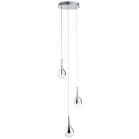 Brilliant Suspension Frizzante | élégante lampe à suspendre | 3 flammes | métal/verre | chrome | réglable en hauteur | intensité lumineuse variable | 16 W