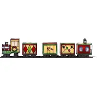 Clayre & Eef Tiffany lampe de table train 100x9x20 cm rouge vert verre