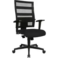 Topstar Chaise de bureau pivotante avec accoudoirs, dossier en résille, piètement en plastique, e GS, noire