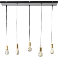 Brilliant : Suspension noire DARCIA | 133 x 35 x 95 cm | 5 ampoules E27, maximum 60 W par ampoule | Réglable en hauteur | Métal