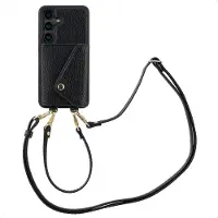 Selencia Coque de télephone Sera avec cordon et porte-cartes enveloppe Samsung Galaxy S24 - Noir