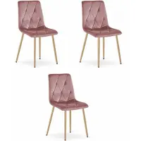 Leobert Chaise - - Libra - Velours Rose/Pieds Bois - 45 X 54 X 86,5 Cm - Lot De 3