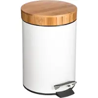 5 Five Poubelle Bain Natureo 3l Design Naturel Bambou Et Blanc -
