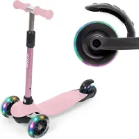 LifeGoods Trottinette enfants - - 2-5 ans - 3 roues LED lumineuses - Hauteur réglable - Garçons/Filles - Rose pastel