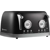Kitchenbrothers Grille-pain - 6 niveaux de chaleur - 4 fentes extra-larges - 815W - Noir