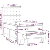 vidaXL Lit boxspring avec matelas bleu foncé 100x200 cm velours
