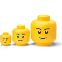 LEGO Boîte de Stockage Lego Storage Head Collection Boy Bright Yellow (3-Pieces)