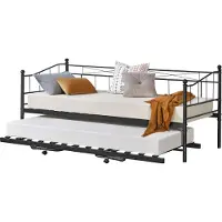 En.casa Lit de jour métallique Skutskär 90x200cm Canapé-lit avec couchette extensible Canapé-lit Couchette Noir