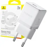 Baseus Chargeur secteur Palm 1C 20W avec câble USB-C 60W 1m - blanc