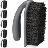 Relaxdays Lot de 6 brosses à récurer , poils durs, avec manche, brosses de nettoyage pour salle de bain, cuisine, tapis, brosse à chaussures, plastique, gris