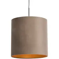 QAZQA Suspension avec abat-jour en velours taupe avec or 40 cm - Combi