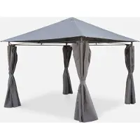 Sweeek Tonnelle 3x3 M Elusa Toile Grise Pergola Avec Rideaux Tente De Jardin Barnum Chapiteau