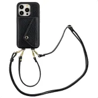 Selencia Coque de télephone Sera avec cordon et porte-cartes enveloppe Apple iPhone 15 Pro - Noir