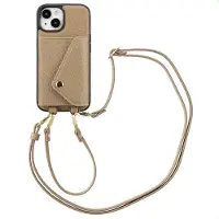 Selencia Coque de télephone Sera avec cordon et porte-cartes enveloppe pour Apple iPhone 15 - Taupe