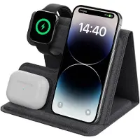 IMoshion chargeur sans fil pliable 3-en-1 pour Apple - iPhone / AirPods / Apple Watch - Gris