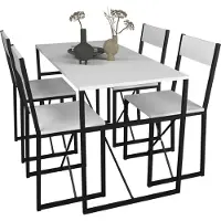 VCM 5 parts Bois Métal Salle à Manger Groupe Cuisine Table à Manger Table Ensemble Table Groupe Table Chaises Insasi L