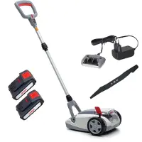 Ikra Tondeuse à gazon sans fil ICHM 20 | 20 V | Largeur de coupe 21 cm | Fonction mulching | 3 hauteurs de coupe 25-48 mm | Pour pelouses jusqu'à 50 m² | Avec 2 batteries 2,0 Ah et chargeur