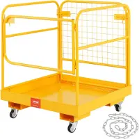 Vevor Cage de Sécurité Chariots Élévateurs Charge 544 kg Nacelle Plate-forme de Travail Pliable 92x92 cm 1-2 Personnes Roues Pivotantes Verrouillables Trou Drainage Chaîne Sécurité pour Travaux Aérien