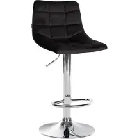CLP Tabouret de bar Jerry en velours, réglable en hauteur et pivotant à 360°, couleur crème, piètement noir