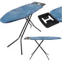 Kadax Planche à repasser 120x38 cm, table à repasser pliable avec construction stable en acier, housse résistante à la chaleur et support pour fer à repasser, réglable en hauteur (bleu)