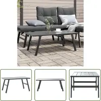 The Living Store Table basse de jardin noire 90x45x35 cm Acier revêtu par poudre