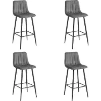 Leobert Tabouret Valora POZZA, velours gris foncé, pieds noirs x4 - Lot de 4 tabourets en velours gris