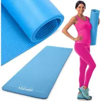 Gymtek Tapis de gymnastique 1cm - 180x61cm - Tapis d'exercice pour Pilates, Yoga et Fitness - tapis de yoga antidérapant - Bleu
