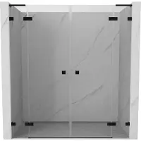 Mexen Lunar L Duo portes de douche pivotantes 170 cm, transparentes, noires - 834DL-170-000-70-00