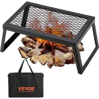 Vevor Grille Pliante 458 x 305 x 205 mm Gril de Feu de Camp Portable en Acier Grille de Cuisson Pliable Charge 6 kg Stable avec Sac de Transport pour Foyer BBQ Pique-Nique Jardin Balcon Voyage Camping