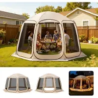 Vevor Tente Moustiquaire Pop Up 366x338x230 cm Abri Moustiquaire Pliant 10-12 Personnes Tente Portable pour Jardin Terrasse Cour Activités Plein Air