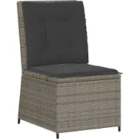 vidaXL Fauteuil de jardin avec fonction chaise longue et coussins Gris Poly Rattan