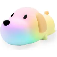 Vulpes goods Veilleuse pour enfants avec contrôle tactile et 8 couleurs, lampe de chevet LED en silicone pour chambre d'enfant, rechargeable par USB, avec variateur d'intensité, fonction minuterie, motif chiot