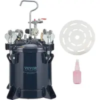 Vevor Réservoir de Peinture sous Pression 10 L Pot de Pression de Peinture Entrée d’Air 6,4 mm Sortie 9,5 mm Système de Pulvérisation de Peinture Réglable 70 PSI Étanche pour Décoration Intérieure