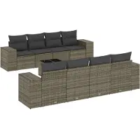 vidaXL Ensemble de salon de jardin 9 pièces avec coussins Gris Poly rotin