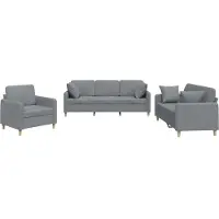 vidaXL Ensemble de canapés 3 pièces avec coussins Tissu gris clair