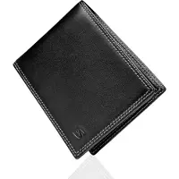 SERASAR | Porte-monnaie en cuir [Space] avec cuir noir/blanc | Couleur : noir/blanc | Longueur : 12.5cm