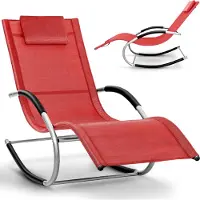 Tillvex Chaise longue Relax rouge Chaise longue de jardin | Chaise longue résistante aux intempéries | Chaise longue à bascule charge 150 kg | Chaise longue respirante