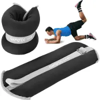Gymtek Manchettes de poids - 2x 1,5 kg - Poids pour les jambes et les bras, poids pour les chevilles, poids réglables, poids pour les pieds - Pilates, musculation