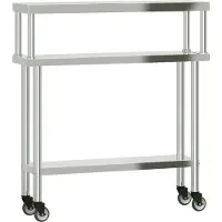 vidaXL Table de travail de cuisine avec panneau à poser 110x30x120 cm acier inoxydable