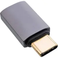 InLine Adaptateur USB4, USB-C prise/prise femelle, aluminium, gris