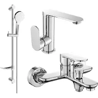 Mexen Milo DF05 SET Mélangeur lavabo + bain avec accessoires, chrome (713053DF05-00)