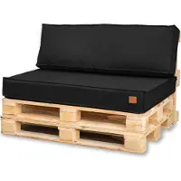 Blomster Coussin de palette 120 x 80 Set pour meubles en palettes Euro palettes Coussin de siège EU Canapé en palettes Le set se compose de 2 parties en couleur : noir
