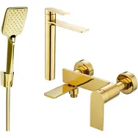 Mexen Zero SET Mélangeur lavabo + bain avec accessoires R62, or (71113R62-50)