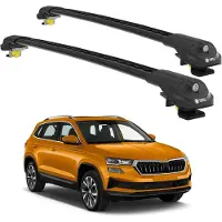 TURTLE ROOF RACK AIR-1 SKODA KAROQ ALL 2017 - 2024 Rails surélevés , Noir